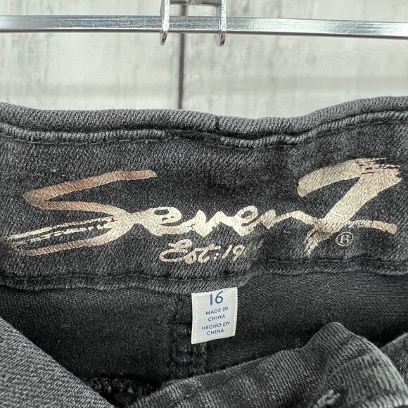 Seven7 Size 16 (36x29) Short Tummyless High Rise Skinny Jeans Black Stone Wash - Picture 10 of 13